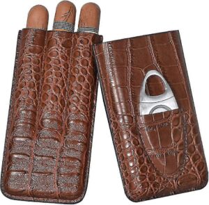 CIGAR CASE CROCODILE 3 CIGARS WITH CUTTER